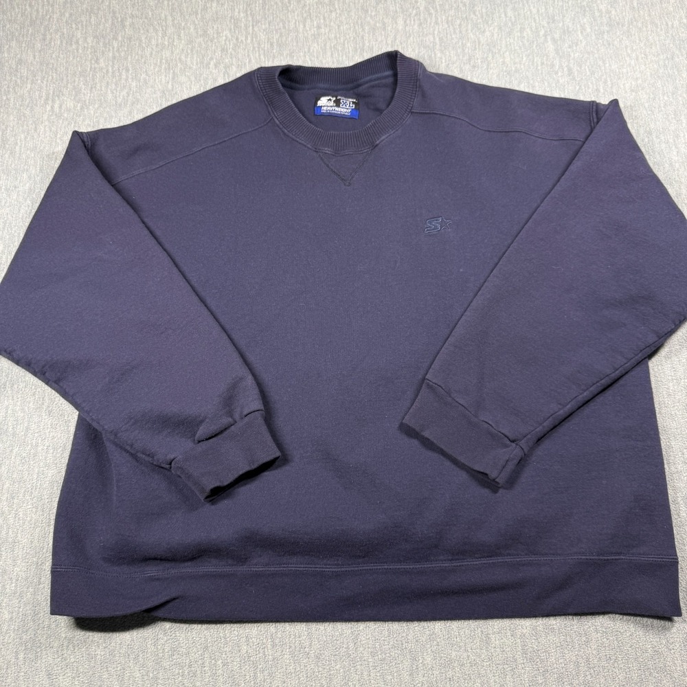 Starter Sweaters Men XL Blue Pro 80 Heavyweight Fleece Crewneck Pullover Vintage